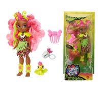 Cave Club Bambola Preistorica Fernessa da 25.4 cm, Capelli Rosa, con Dinosauro