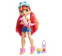 Cave Club Pigiama Party Preistorico Bambola Emberly Snodabile con Capelli Rosa e 3 Accessori, Giocattolo per Bambini 4+Anni,GTH01