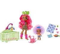 Cave Club Playset Cameretta dei DinoGiochi con Bambola Fernessa, con Capelli Rosa e Accessori, Giocattolo per Bambini 4+Anni, GNL92