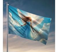 Cave Man Bar Angelo in abito blu con ali che volano tra le nuvole. Bandiera Mancave accessori uomo decorazione (152 x 244 cm)