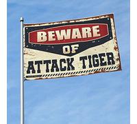 Cave Man Bar Beware Of Attack Tiger Flag Decorazioni per camera da letto Patio Decor (152 x 244 cm)