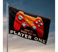 Cave Man Bar Home is Where You Are: Player One Flag Pool Accessori Outdoor Hanging Decor (152 x 244 cm)