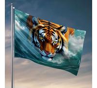 Cave Man Bar Tiger Emerging From Water. Bandiera Mancave Accessori Uomini Decorazione (60 x 90 cm)