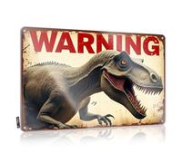 Cave Man Bar Warning: Dinosaur Danger Ahead! Targa in latta divertente decorazione per la casa (30 x 40 cm)