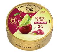 Cavendish & Harvey Double Fruit Drops Cherry Lime Barattolo da 175 g | Ciliegia acida con ripieno di lime | Dolci alla frutta ripieni | Vegano, Halal, Kosher | 1 x 175 g