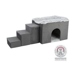 Caverna Harvey con scala per cani 135 × 47 × 50 cm grigio/bianco-nero