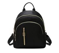 Cavestoff Zaino da donna e ragazza, alla moda, casual, con chiusura a cerniera, in tessuto Oxford, Nero