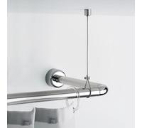 Gedy cromata, reggitenda Doccia, Misure: 0,5X150X2 CM, Altezza Regolabile Fino 150cm, Cavo Tenda in Acciaio, Supporto a soffitto con Finitura, Design R&S, 2 Anni di Garanzia, Unica