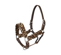 Cavezza in cuoio con decorazione in mohair a rombi Pools