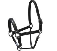 Cavezza in cuoio italiano con fibbie in ottone cromato e ricami a contrasto Gold