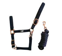 Cavezza in nylon con rinforzo in neoprene e fibbie cromate color oro rosa Suprem