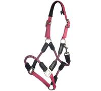 Cavezza in nylon e pelle per cavalli modello Nele con nasalina e sopratesta imbo