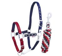 Cavezza in nylon stelle e colori USA con lunghina, fibbie bianche Pools