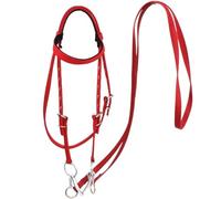 Cavezza Per Cavallo Cavezza for cavallo ispessita, cinghia regolabile, comoda fascia for capelli, barella for collo a tre colori for carichi pesanti(Red-S)