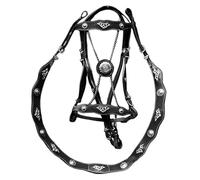 Cavezza Per Cavallo Cavezze senza catene for cavalli in pelle PU e corde di piombo ergonomiche comode con fibbia in metallo
