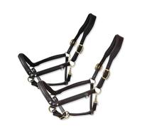 Cavezza per cavallo in cuoio liscio con imbottitura e tre regolazioni Horses