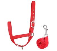 Cavezza per mucca, cavezza regolabile per polpaccio con corda di piombo per cavallo, asino, capra, nylon, forniture per l'addestramento del bestiame, rosso, L