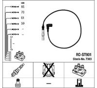 NGK Kit cavi d'accensione 7303 - 4 cavi in rame neri per VW Polo (6N2) 1.4 1999-2001