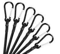 Cavi elastici con moschettone, 45,7 cm, con ganci, spessore 0,6 cm, resistenti, cinghie a moschettone per campeggio, teloni, portabici, tende, portapacchi, carichi, camper, ecc. (confezione da 6)