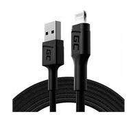 Green Cell Cavo USB-A - Lightning 2m con illuminazione a LED Cavo di ricarica nero Apple iPhone 14 13 12 11 SE Pro Max X XR XS Max 8 7 Plus 6 6S 5 5C 5S Plus | iPad Air/Pro/Mini | iPod