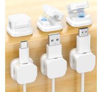 Cavi Organizzatore Magnetico, Ferma Cavo Autoadesivi, 6Pezzi Portacavi Magnetico da Cavi Sottili e Leggeri, Cavo USB, Type C, HDMI, Scrivania, Casa, Ufficio (Bianco)