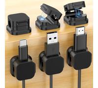 Cavi Organizzatore Magnetico, Ferma Cavo Autoadesivi, 6Pezzi Portacavi Magnetico da Cavi Sottili e Leggeri, Cavo USB, Type C, HDMI, Scrivania, Casa, Ufficio (Nero)