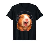 Cavia con cuffie che cantano gli amanti degli animali domestici Maglietta