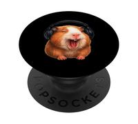 Cavia con cuffie che cantano gli amanti degli animali domestici PopSockets PopGrip Adesivo