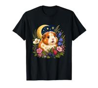 Cavia sotto la Luna con Stelle e Fiori Maglietta
