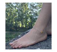 Cavigliera 1 Perla Agata Giallo 8 MM Catena IN Acciaio IN Franco