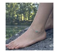 Cavigliera 1 Perla Amazzonite Del Brasile Catena IN Acciaio IN Fr