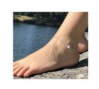 Cavigliera 1 Perla Howlite 8 MM Catena IN Acciaio Inossidabile