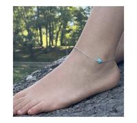 Cavigliera 1 Perla Howlite Turchese 8 MM Catena IN Acciaio IN
