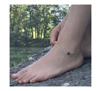 Cavigliera 1 Perla Malachite Del Congo Catena IN Acciaio IN Fra