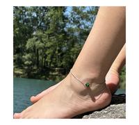 Cavigliera 1 Perla Occhio di Tigre Verde 8 MM Catena IN Acciaio Fatto E