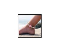 Cavigliera a conchiglia bohémien Cavigliera intrecciata con fiori di argilla morbida Bracciale conchiglia Perline da spiaggia Catena regolabile Gioielli per donne Ragazze Adolescenti (Rosso)