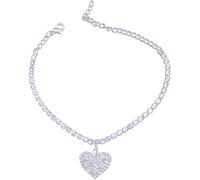 Cavigliera a forma di cuore con catena da tennis con strass, cavigliere con ciondolo a cuore di cristallo, bracciale a catena con piede Boho, gioielli con bracciale a gamba con strass Lovely and profe