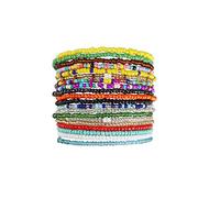 Cavigliera africana da donna, con perline in stile bohémien, con perline da spiaggia, regolabile, con semi colorati, elasticizzate, per piedi nudi, sandali, cavigliere, gioielli, 3-20 pezzi, 7.32