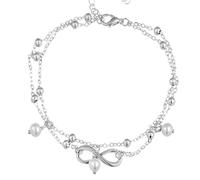 Cavigliera alla moda a doppio strato con 8 parole, fatta a mano, braccialetto con perline e personalità selvaggia, gioiello da donna, regalo per piedi, argento di bella lavorazione