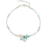 Cavigliera Boho con ciondolo a forma di stella marina e conchiglia, bella cavigliera da donna, per l'estate, a piedi nudi, spiaggia, colore argento, pratica e professionale