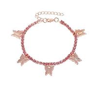 Cavigliera con farfalla di cristallo per le donne gioielli per il piede estate spiaggia braccialetto a piedi nudi caviglia sulla cinghia della gamba accessori gioielli bohémien