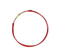 Cavigliera con piccole perline dorate dal design unico su corda rossa (braccialetto rosso)