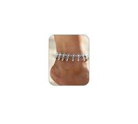 Cavigliera da donna con fiore, color oro e argento, stile indiano, da spiaggia, regolabile, estiva, delicata, graziosa idea regalo, Large, Ottone, Nessuna pietra preziosa