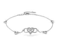 Cavigliera da donna con simbolo dell'infinito, in vero argento Sterling 925, gioiello per donne e ragazze, con zirconi cubici infinito, infinito amore, regalo per vacanze e compleanno