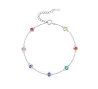 Cavigliera da donna con zirconi di vari colori che decorano la catena. Cavigliera donna argento o placcato oro. Bracciale alla caviglia elegante e raffinato. Gioiello di qualità (Argento placcato)