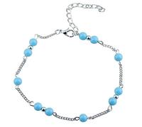 Cavigliera da donna in lega con perline turchesi e simbolo dell'infinito, alla moda