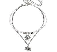 Cavigliera da donna in stile bohémien con perline a forma di elefante, 3 strati, per l'estate e la spiaggia, pratica e attraente