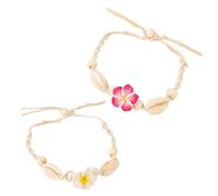 Cavigliera da spiaggia in tessuto distintivo con fascino floreale elegante regolabile corda di cotone catena del piede gioielli per donne ragazze cavigliera resistente all'acqua, Misura unica, come