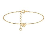 Cavigliera Donna Boho Femminile Catena Del Piede 26 Lettere A Forma di Cuore Singolo Esagoni Cavigliera 26 Iniziale Cavigliera Braccialetti Per Le Donne Lettere Cavigliera (F-C, One Size)