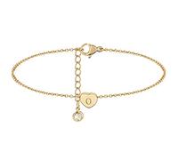 Cavigliera Donna Boho Femminile Catena Del Piede 26 Lettere A Forma di Cuore Singolo Esagoni Cavigliera 26 Iniziale Cavigliera Braccialetti Per Le Donne Lettere Cavigliera (c-O, One Size)